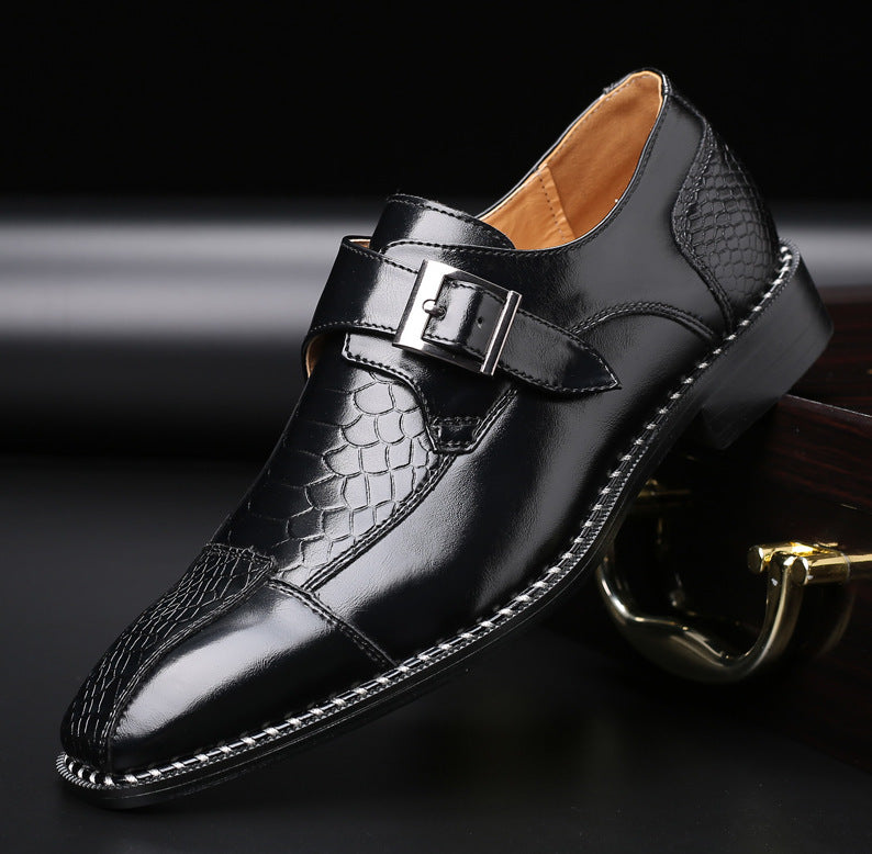 Spring Low-heel Belt Buckle Business Single Shoes for Men