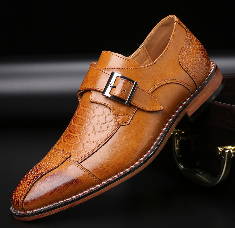 Spring Low-heel Belt Buckle Business Single Shoes for Men