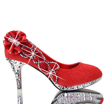 Elegant Red High Heel Wedding Shoes