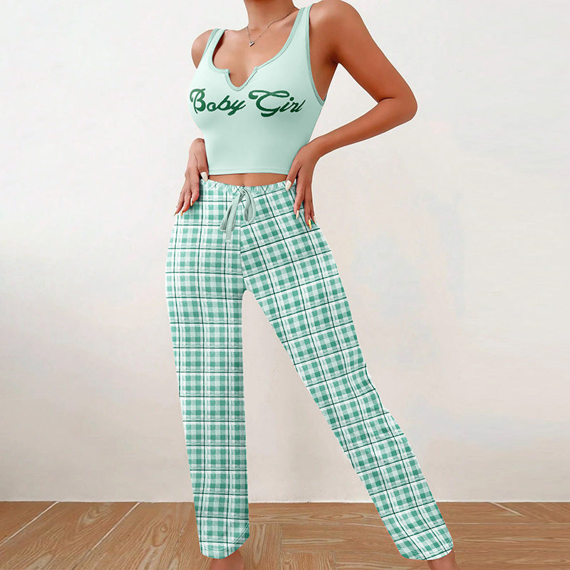 Spring & Summer Womenβs Casual Pajama Set β 2-Piece Home Wear