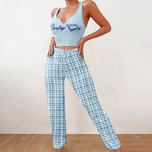Spring & Summer Women’s Casual Pajama Set – 2-Piece Home Wear
