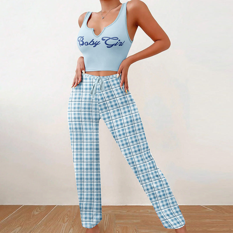 Spring & Summer Womenβs Casual Pajama Set β 2-Piece Home Wear