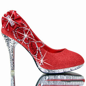 Elegant Red High Heel Wedding Shoes