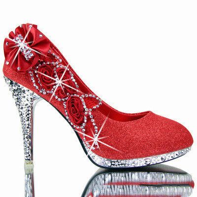 Elegant Red High Heel Wedding Shoes