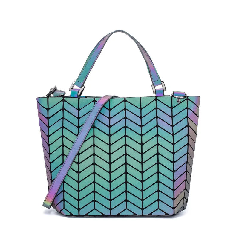 Luminous Reflective Geometric Tote β A Bag That Shines as Bright as You!