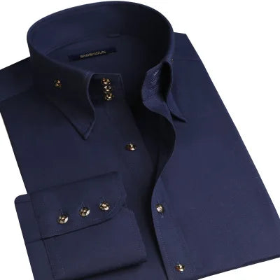 Luxury Silk Cotton Men's Dress Shirt – Slim Fit, Hand-Sewn Elegance