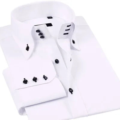 Luxury Silk Cotton Men's Dress Shirt – Slim Fit, Hand-Sewn Elegance