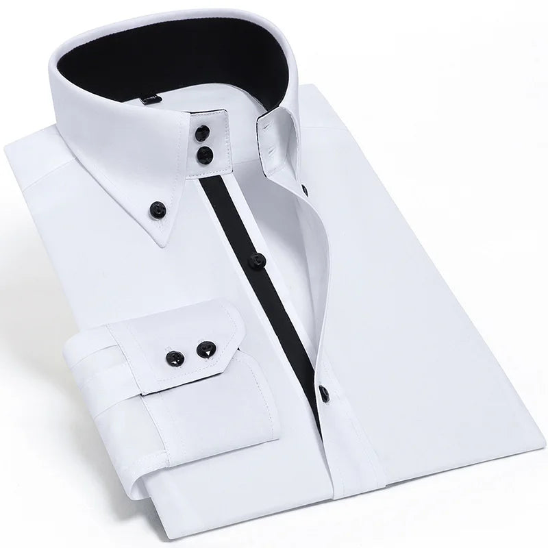 Luxury Silk Cotton Men's Dress Shirt – Slim Fit, Hand-Sewn Elegance