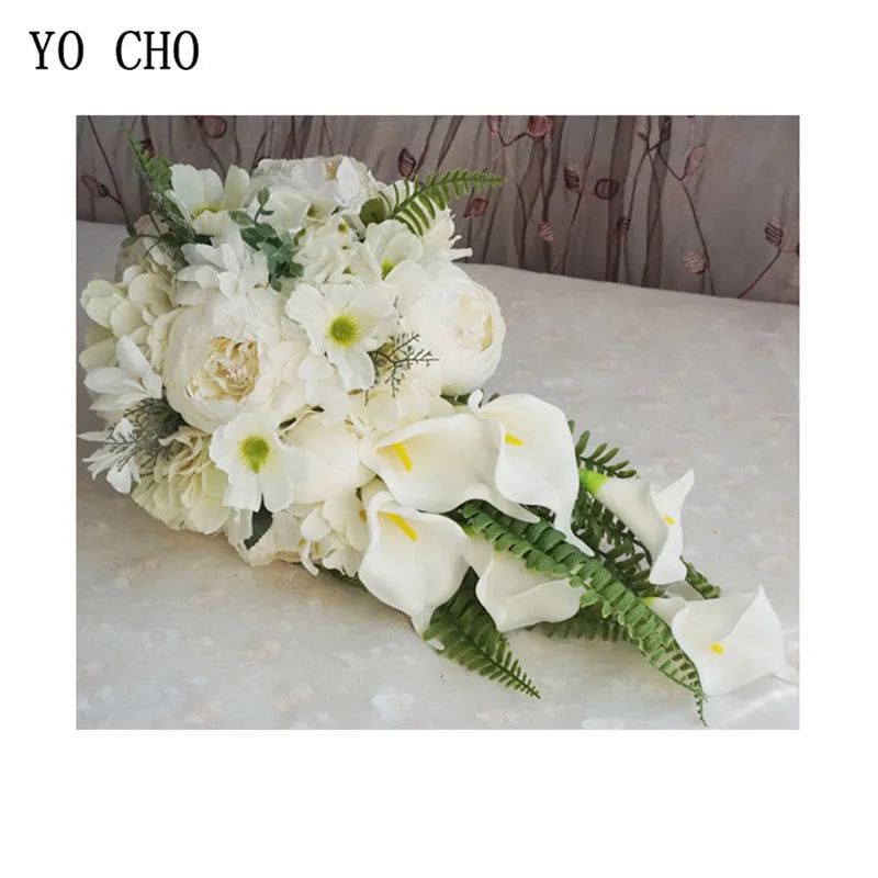 Wedding Bouquet – Silk Roses White Wedding Flowers Bridal Bouquet