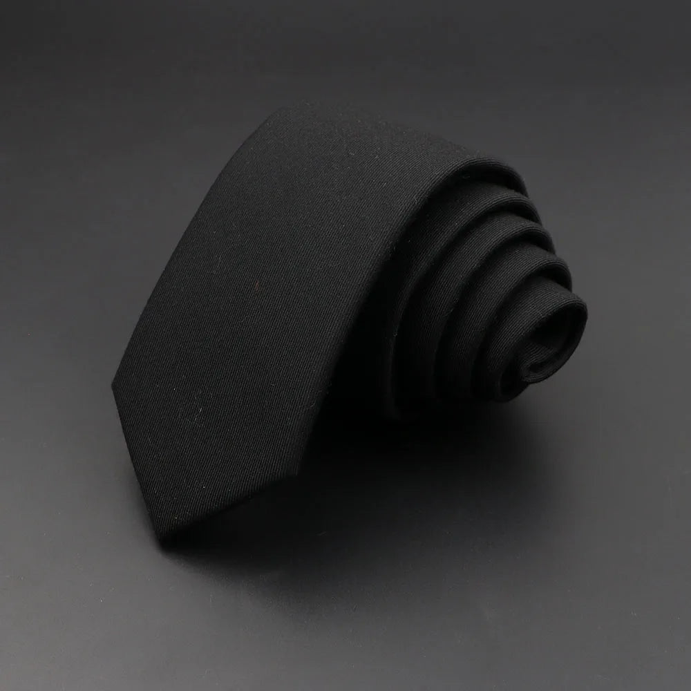 Menβs 6cm Classic Cotton Skinny Tie β Grey Plaid & Striped Design