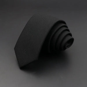 Men’s 6cm Classic Cotton Skinny Tie – Grey Plaid & Striped Design