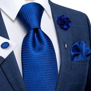Blue Silver Paisley Neck Tie Set for Men