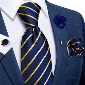 Blue Silver Paisley Neck Tie Set for Men