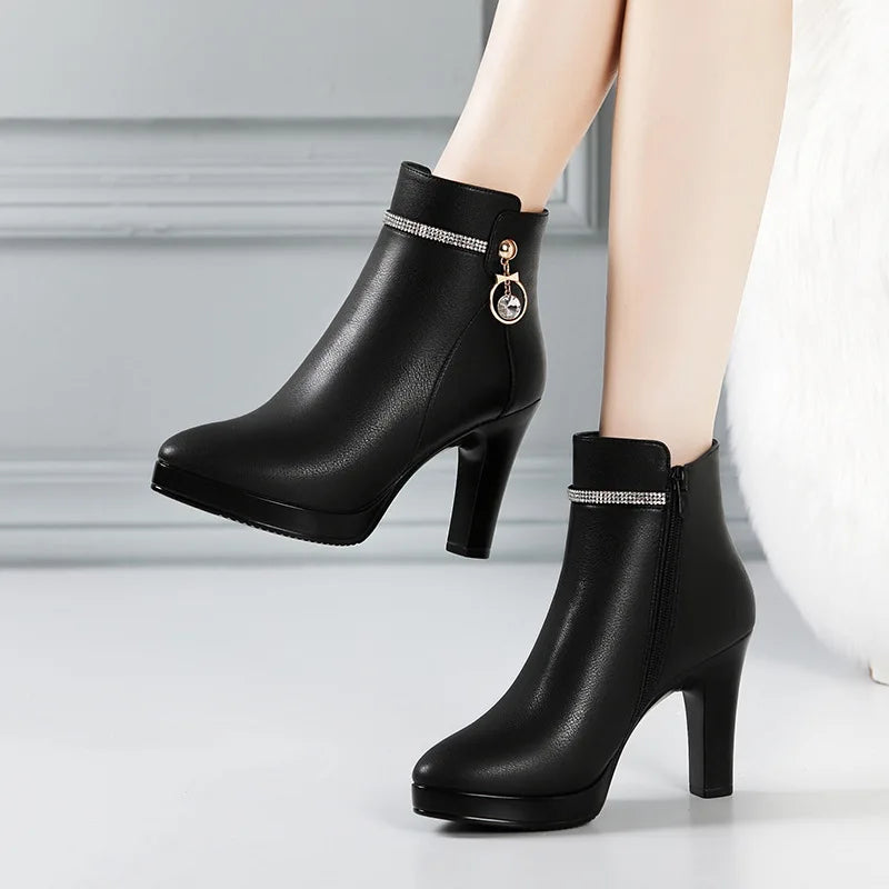 Soft Microfiber Ankle Super High Heel Boots