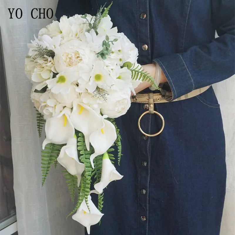 Wedding Bouquet – Silk Roses White Wedding Flowers Bridal Bouquet