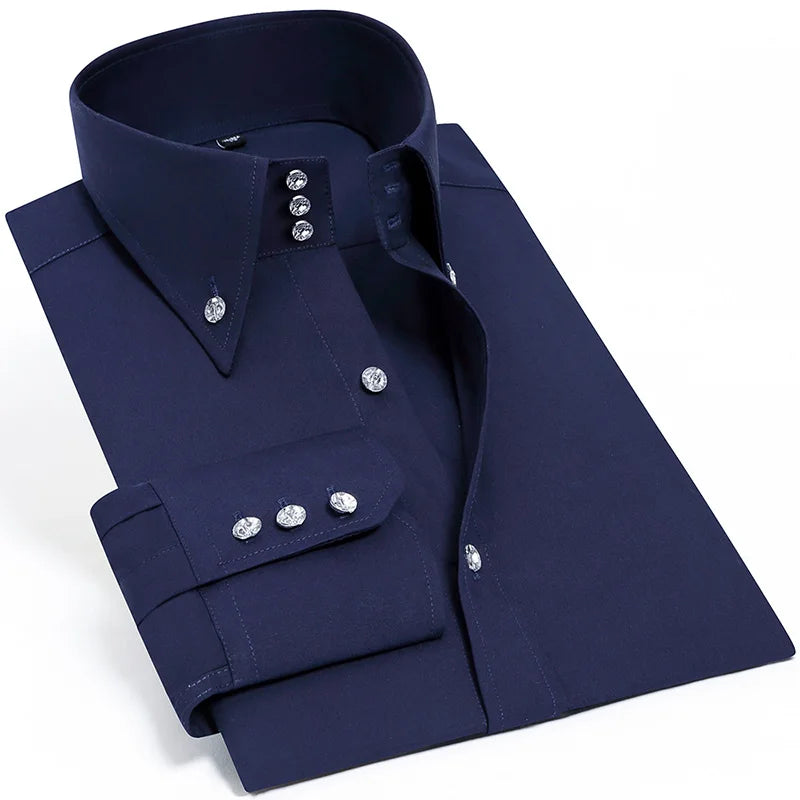 Luxury Silk Cotton Men's Dress Shirt – Slim Fit, Hand-Sewn Elegance