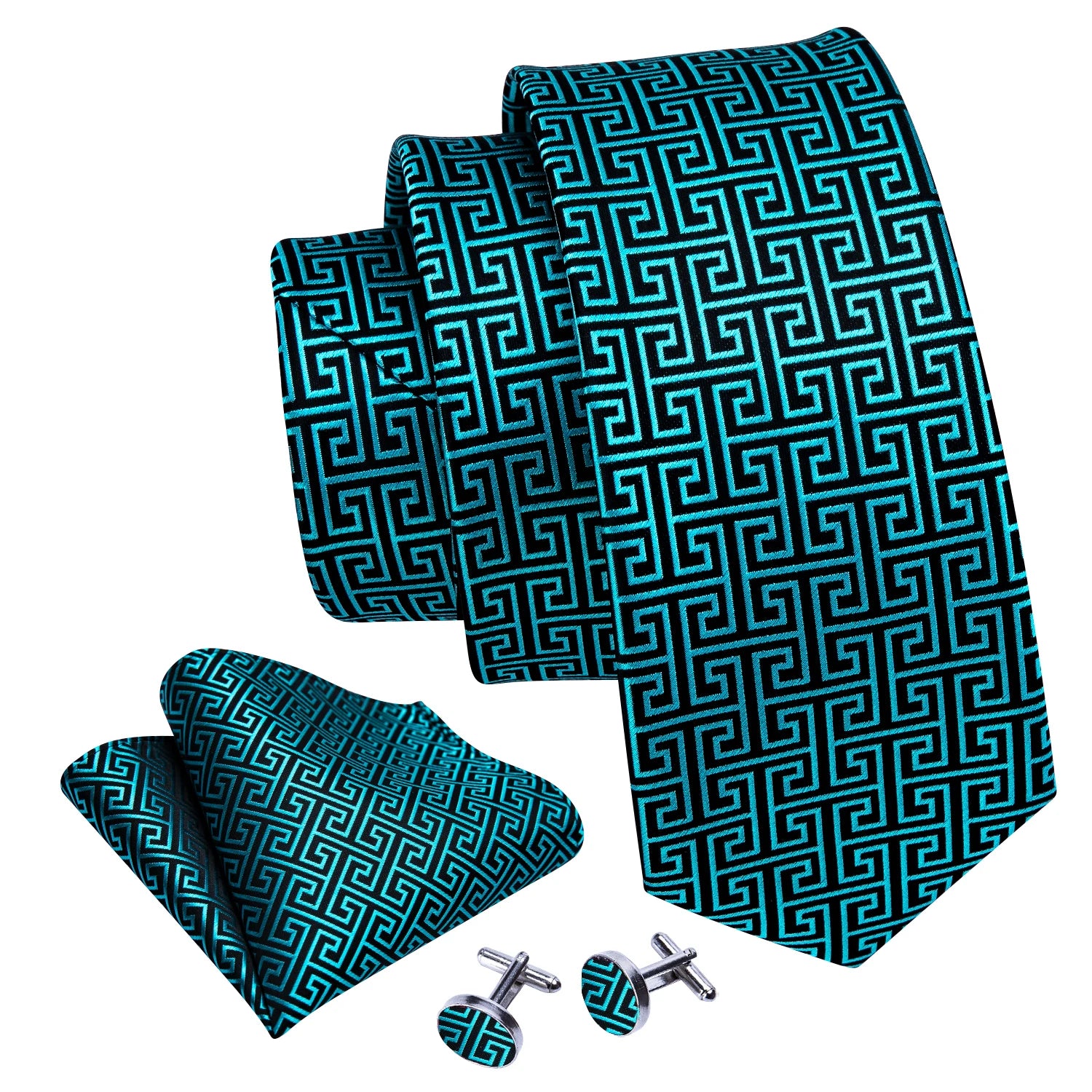 Fashion Teal Novelty Men Tie Set by Barry Wang