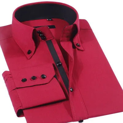 Luxury Silk Cotton Men's Dress Shirt – Slim Fit, Hand-Sewn Elegance