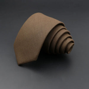 Men’s 6cm Classic Cotton Skinny Tie – Grey Plaid & Striped Design