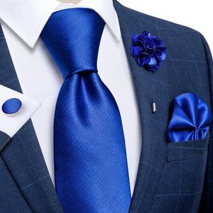 Blue Silver Paisley Neck Tie Set for Men