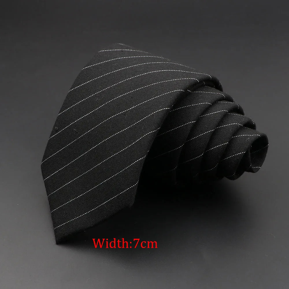 Menβs 6cm Classic Cotton Skinny Tie β Grey Plaid & Striped Design