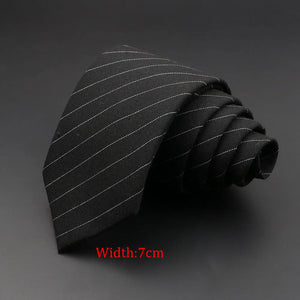 Men’s 6cm Classic Cotton Skinny Tie – Grey Plaid & Striped Design