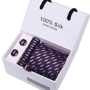 Brand 100% Silk Ties – Extra Long Navy Blue Paisley Necktie Set
