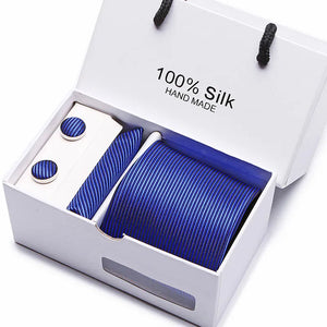 Brand 100% Silk Ties – Extra Long Navy Blue Paisley Necktie Set