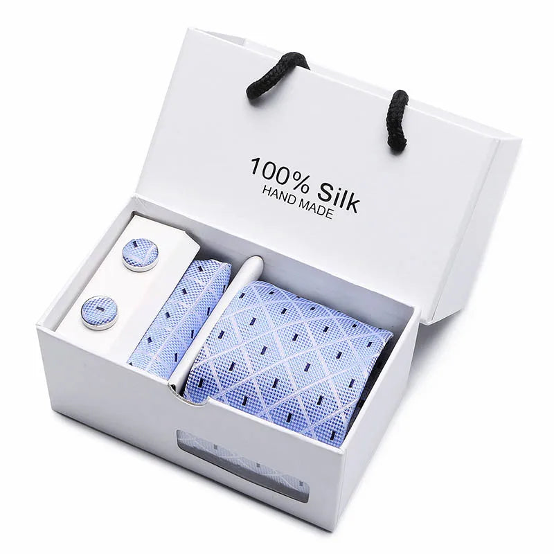 Brand 100% Silk Ties – Extra Long Navy Blue Paisley Necktie Set