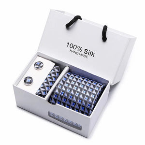 Brand 100% Silk Ties – Extra Long Navy Blue Paisley Necktie Set