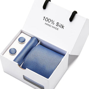 Brand 100% Silk Ties – Extra Long Navy Blue Paisley Necktie Set