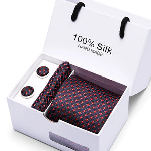 Brand 100% Silk Ties – Extra Long Navy Blue Paisley Necktie Set