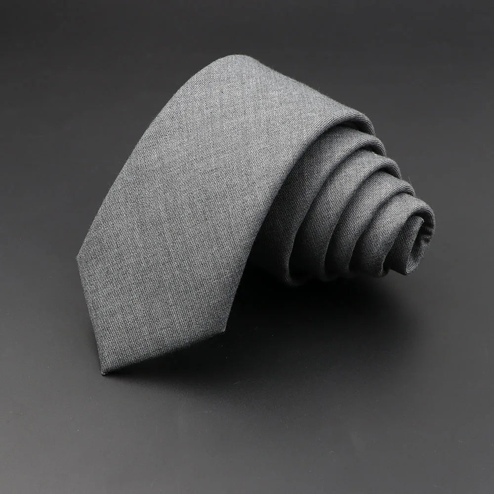 Menβs 6cm Classic Cotton Skinny Tie β Grey Plaid & Striped Design