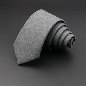 Men’s 6cm Classic Cotton Skinny Tie – Grey Plaid & Striped Design