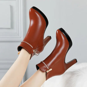 Soft Microfiber Ankle Super High Heel Boots