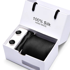 Brand 100% Silk Ties – Extra Long Navy Blue Paisley Necktie Set