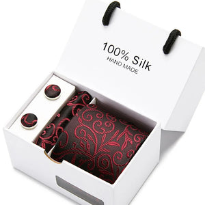 Brand 100% Silk Ties – Extra Long Navy Blue Paisley Necktie Set