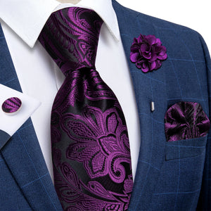 Blue Silver Paisley Neck Tie Set for Men