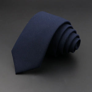 Men’s 6cm Classic Cotton Skinny Tie – Grey Plaid & Striped Design