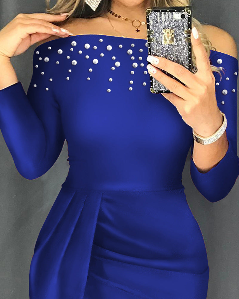 Winter Strapless Rhinestone Slimming Dress