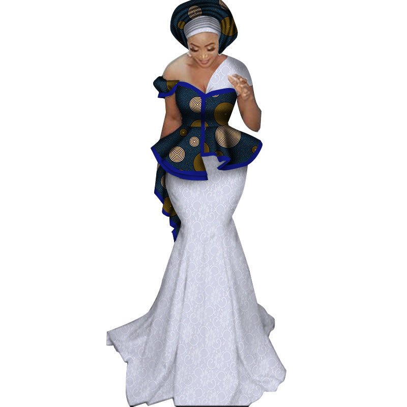 Women's Printed Batik Long Evening Dress