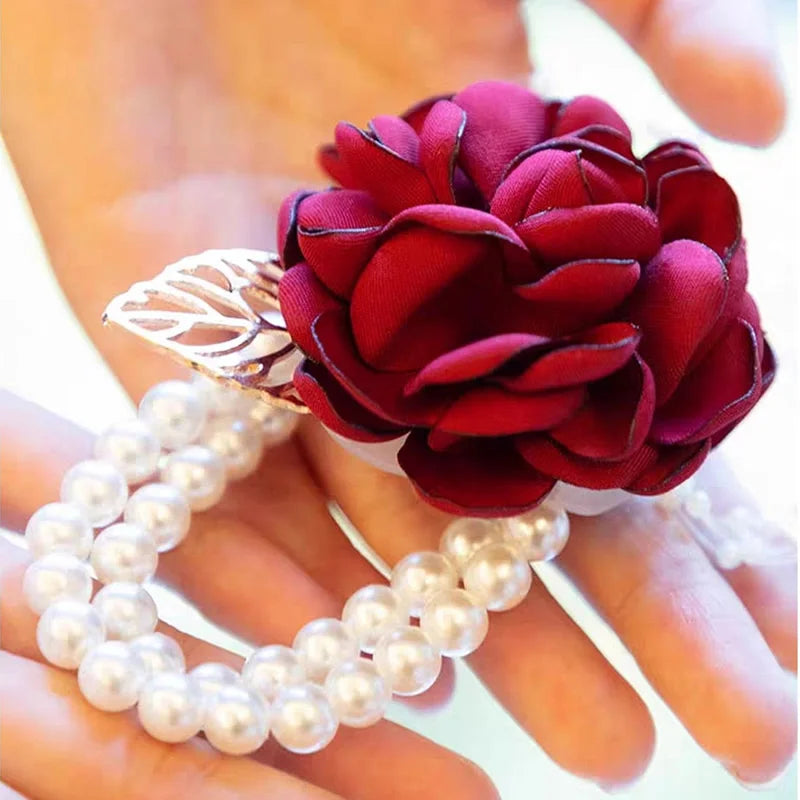 Elegant Wedding Wrist Corsage & Boutonniere Set β Perfect for Your Special Day