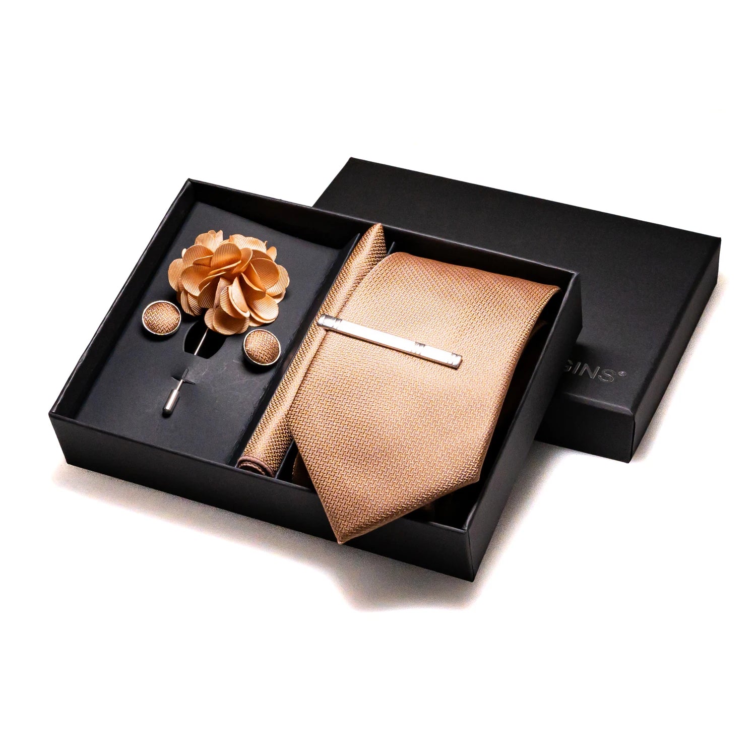 Orange Plaid Silk Wedding Tie Set β Luxury Gift Box Edition