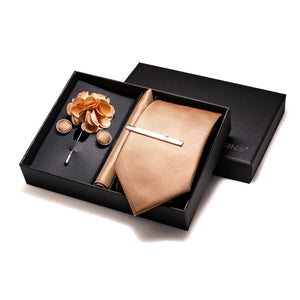 Orange Plaid Silk Wedding Tie Set – Luxury Gift Box Edition