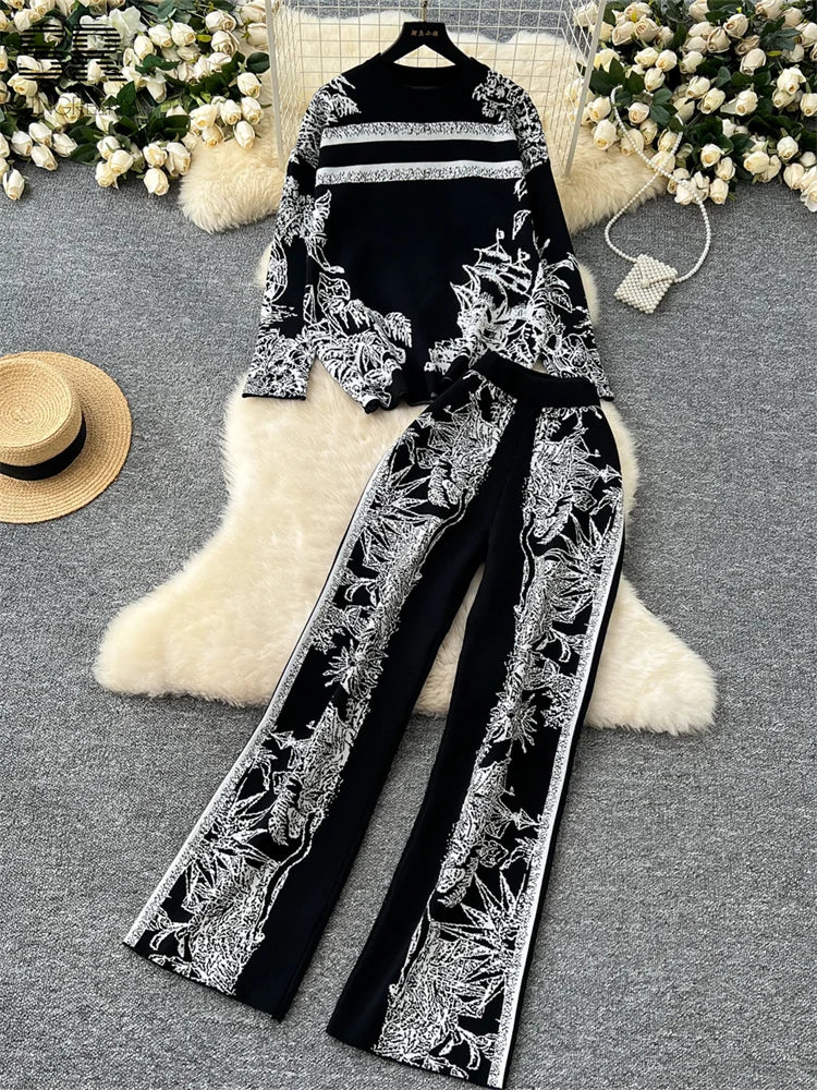 SINGREINY Jacquard Knitting Two-Piece Set β Stay Stylish and Cozy this Fall & Winter!