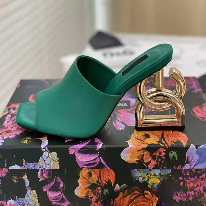 Eye-Catching Patent Leather Mules β Peep Toe High Heels