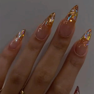 β 24pcs Simple French Almond Press-On Nails β Chic Stars & Easy Style