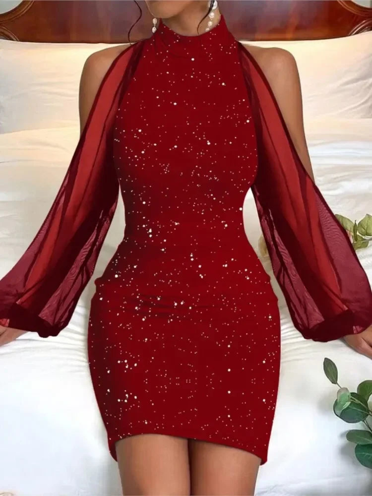 Elegant Lace Lantern Sleeve Dress – A Statement of Grace & Style