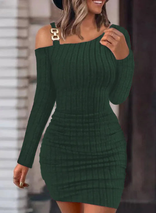 Sexy Chain Off-Shoulder Mini Dress β Autumn & Winter Chic