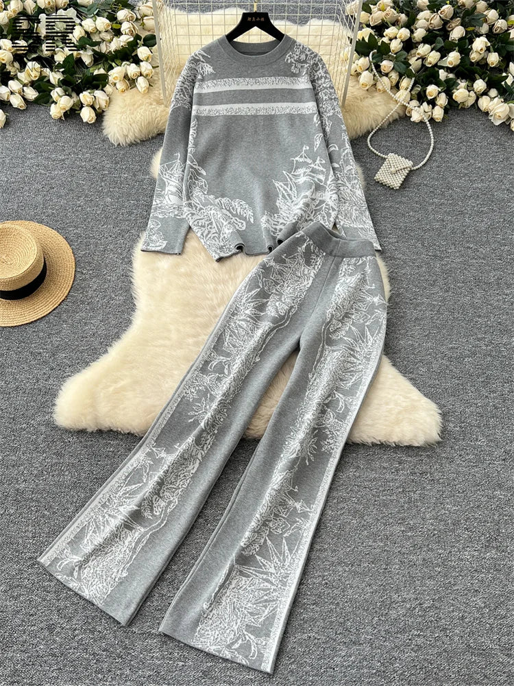 SINGREINY Jacquard Knitting Two-Piece Set β Stay Stylish and Cozy this Fall & Winter!